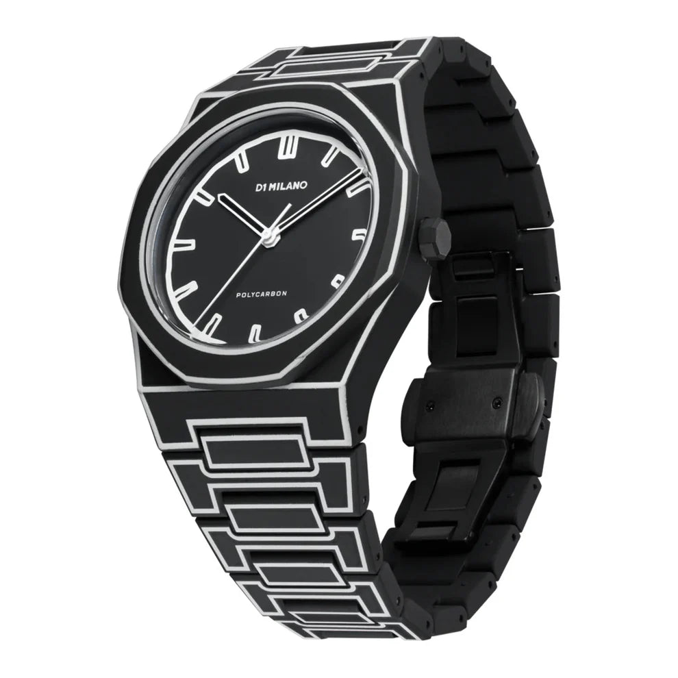 Polycarbon Unisex Black Dial 41mm Watch